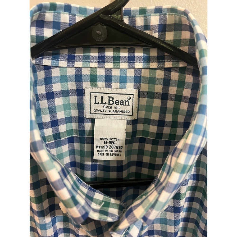 L.L. Bean Mens Long Sleeve Button Down Shirt Blue/Green Plaid Check Preppy Sz M - Picture 3 of 3